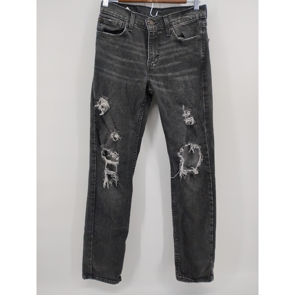 levis 511 black jeans mens 29x32 distressed grunge slim fit skinny - Picture 2 of 10